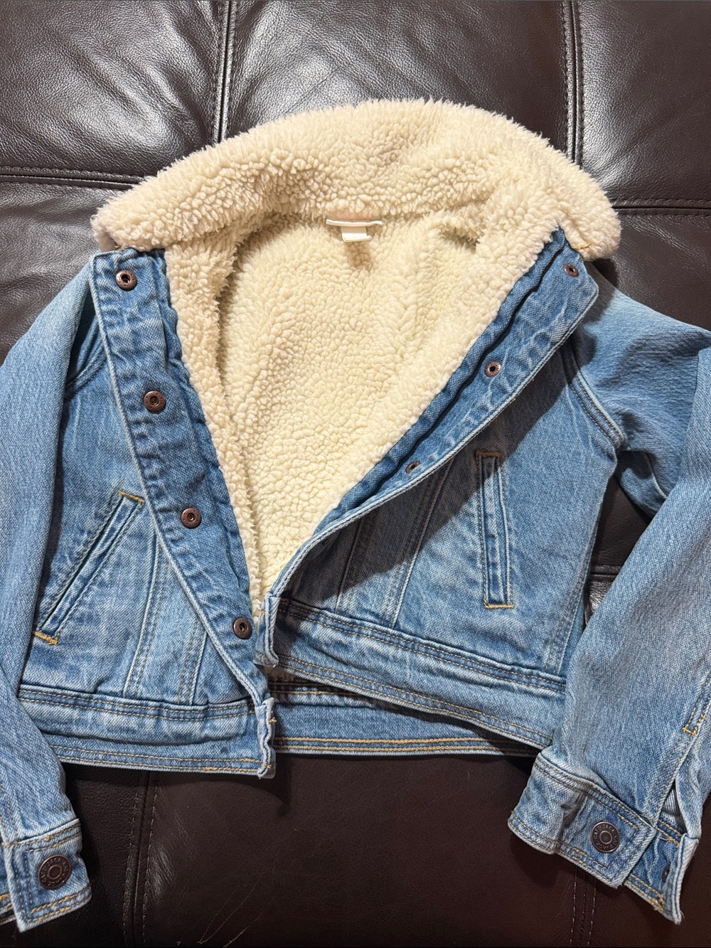 Cat & Jack Blue Denim Jacket with Cream Sherpa Lining